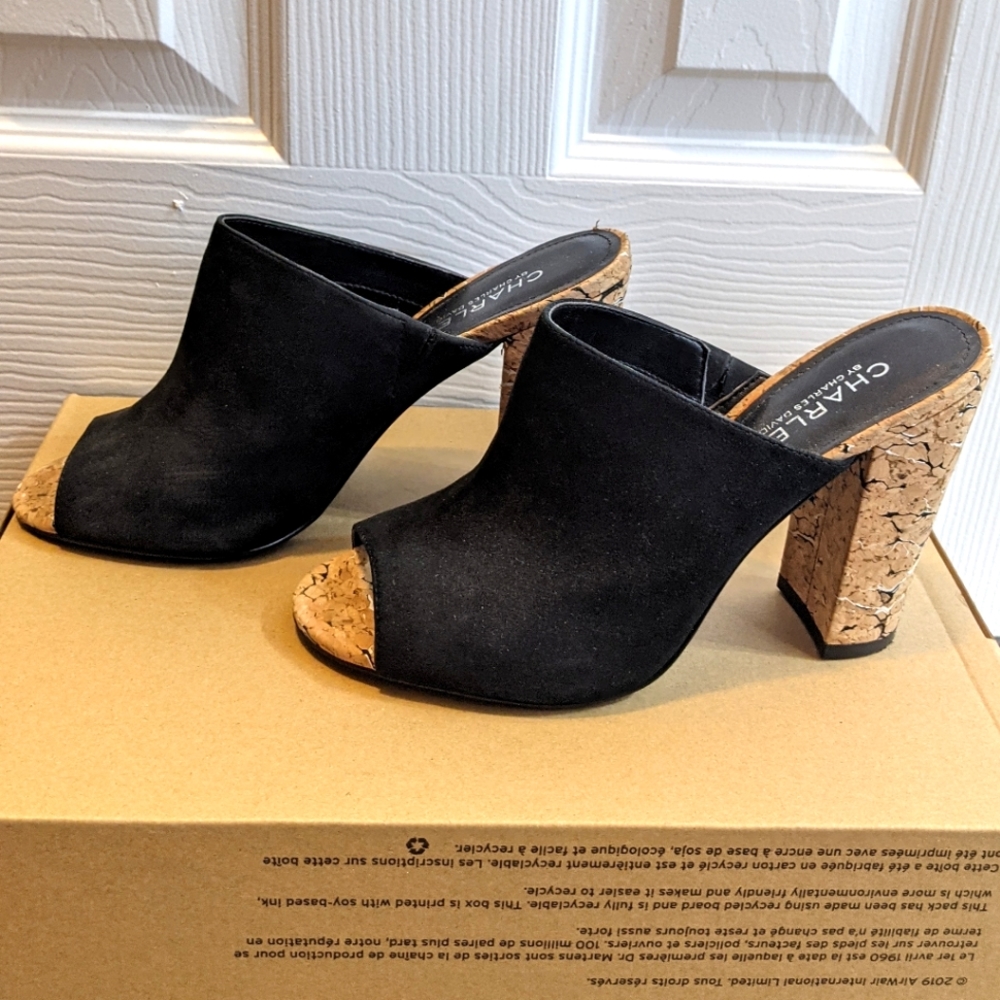 Charles by Charles David Black Leather Sandals